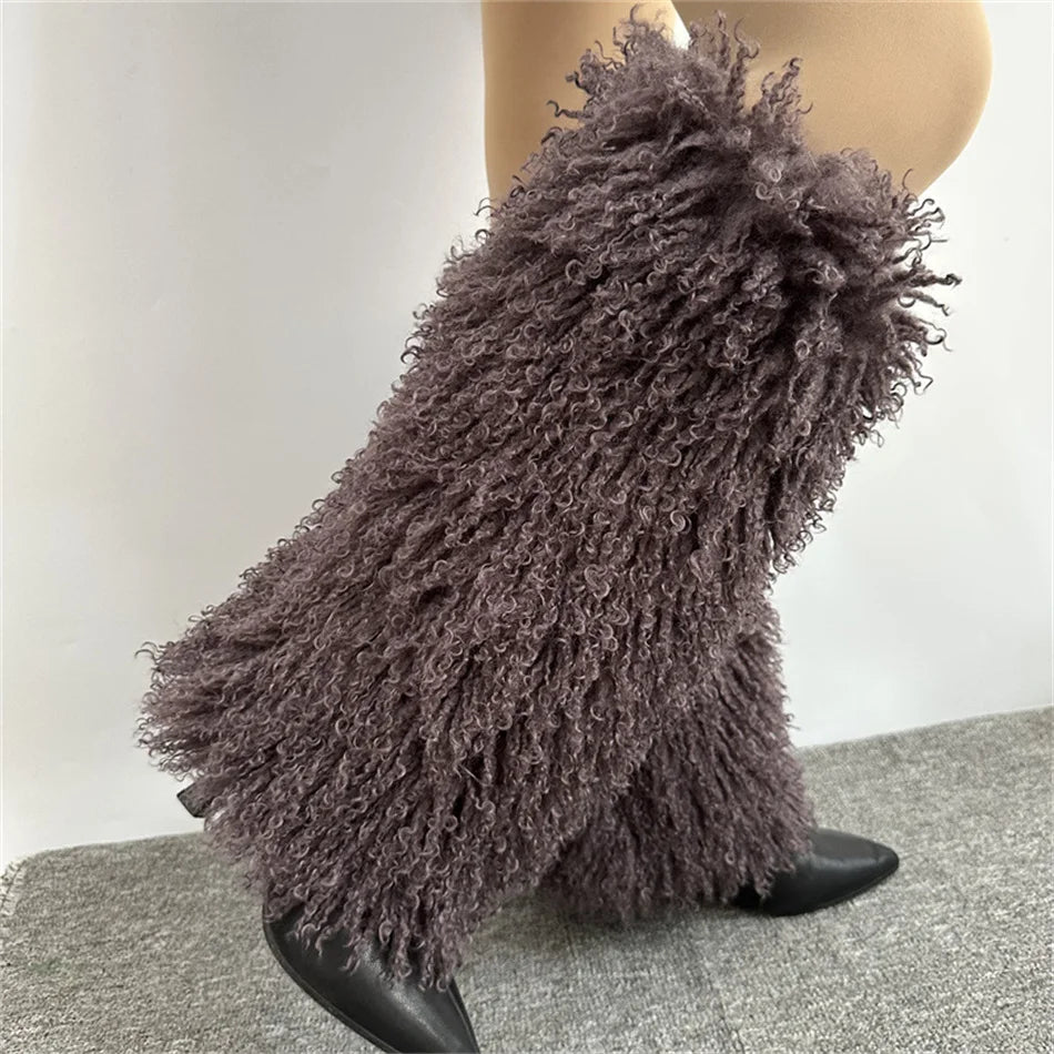 Furry Leg Warmers Y2K Faux Fur Leg Warmers Boot Faux Fur Boots Foot Sleeve Boot Cover For Women Warm Sock Fashion Socks