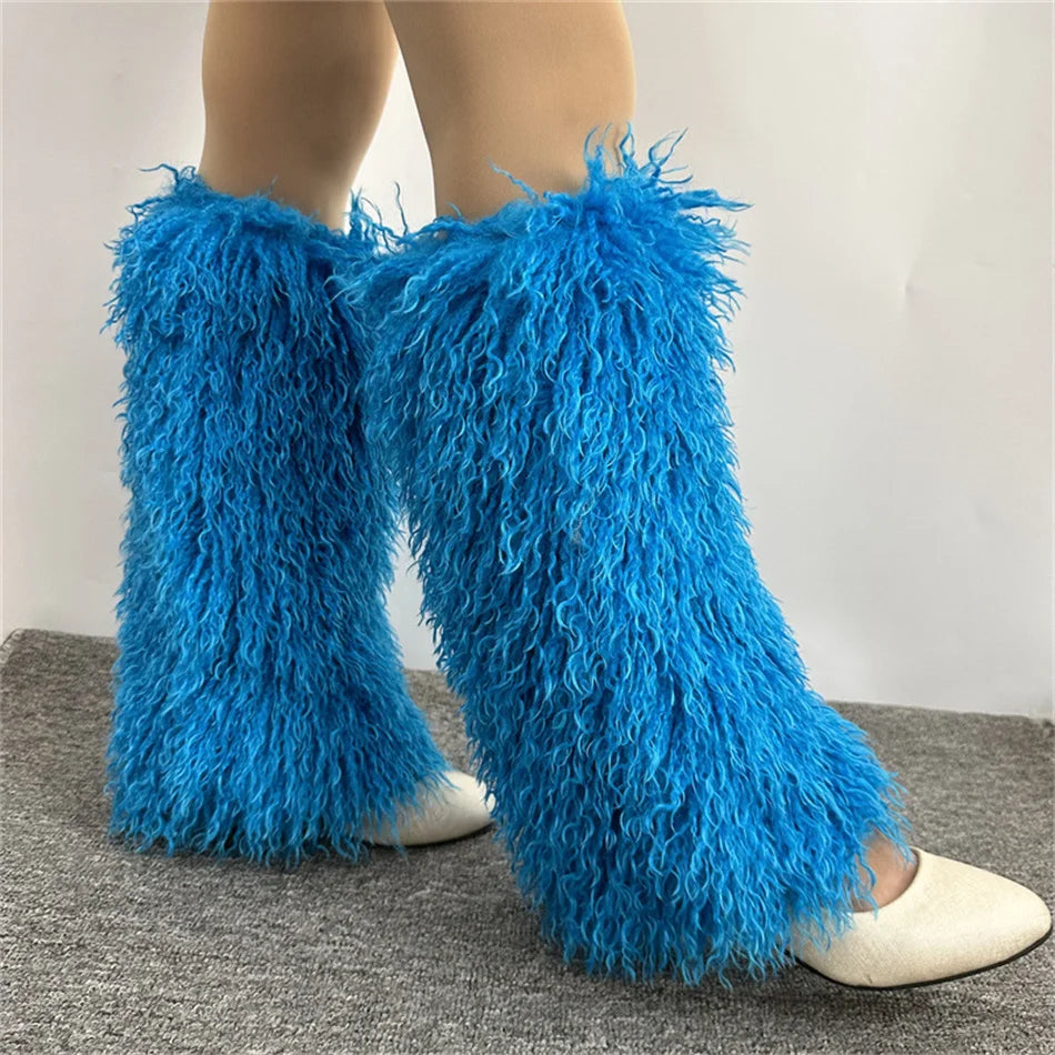 Furry Leg Warmers Y2K Faux Fur Leg Warmers Boot Faux Fur Boots Foot Sleeve Boot Cover For Women Warm Sock Fashion Socks