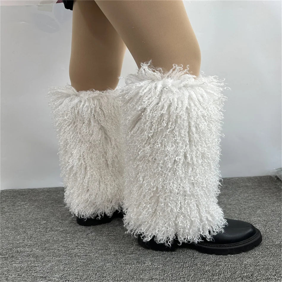 Furry Leg Warmers Y2K Faux Fur Leg Warmers Boot Faux Fur Boots Foot Sleeve Boot Cover For Women Warm Sock Fashion Socks