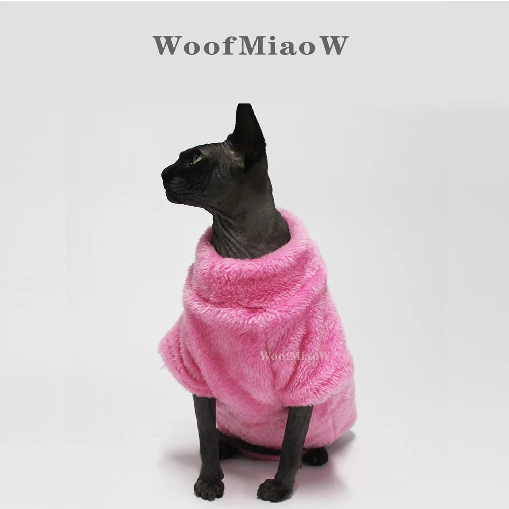 Sphynx Cat Clothes 5colors Winter Soft Cotton Sweater Cozy Fleece Pet Sweater for Cats Small Dogs Skin-friendly for Devon Rex