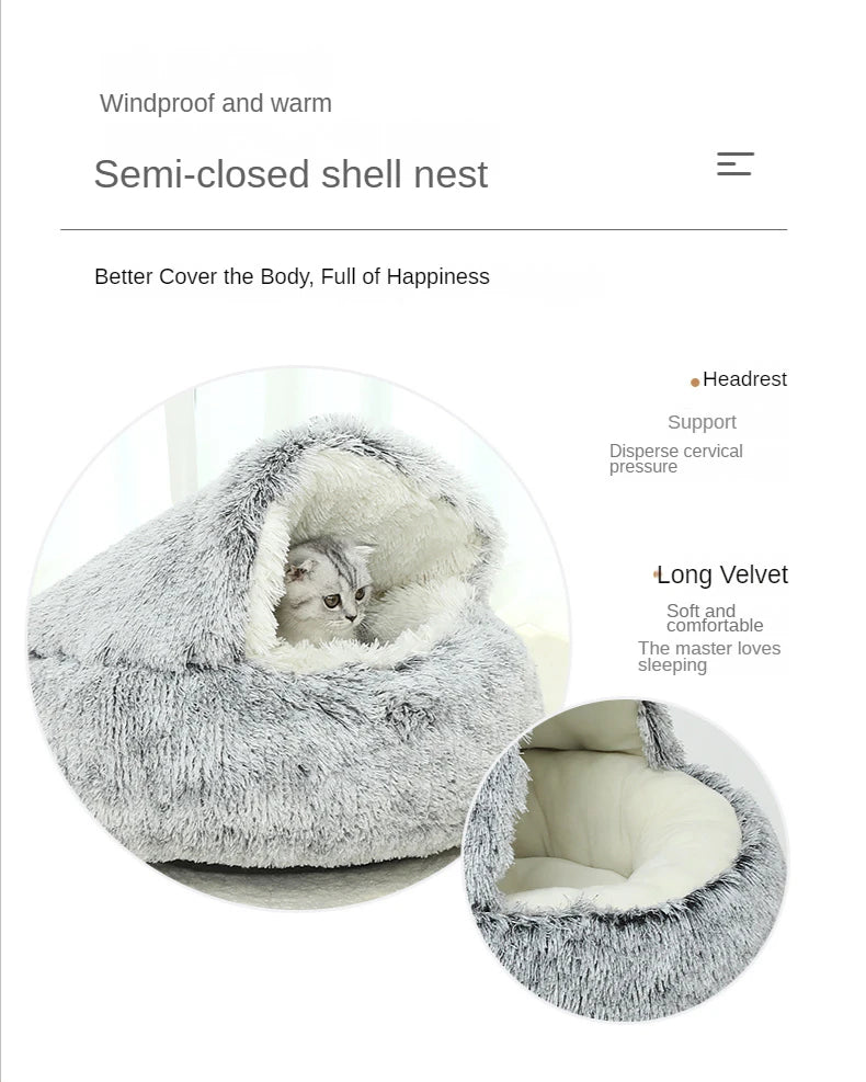 Cat House Winter Plush Pet Cat Bed Round Cat Cushion Thicken Warm Cats Basket Pet Sleep Bag Kitten Nest Kennel for Small Cats