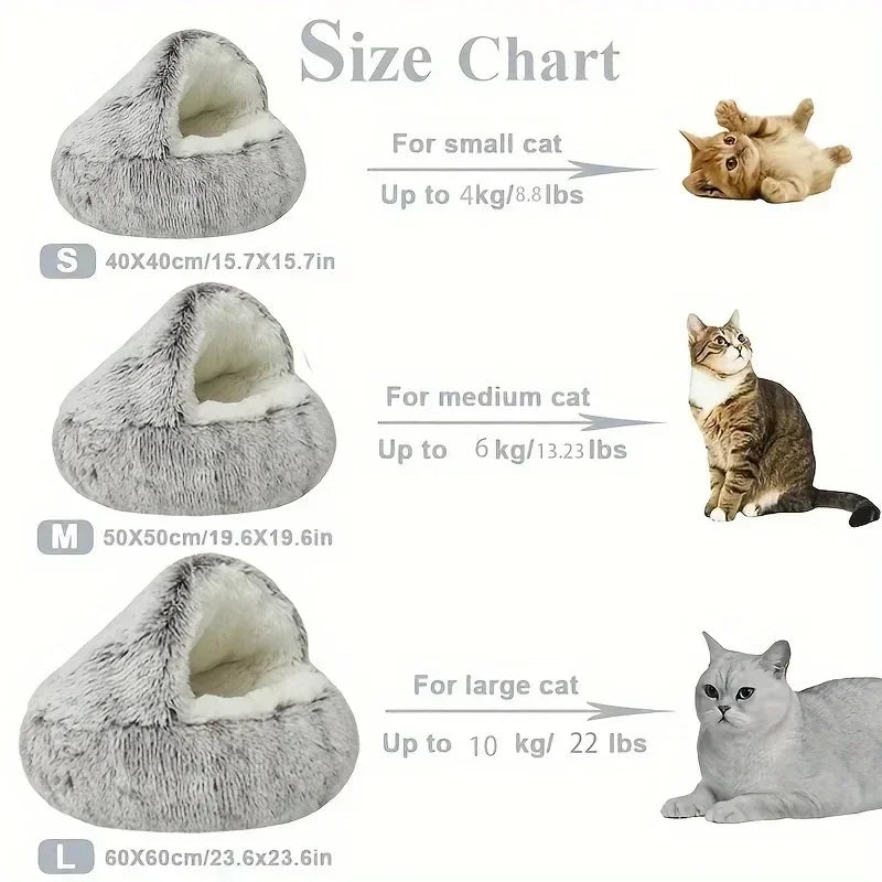 Cat House Winter Plush Pet Cat Bed Round Cat Cushion Thicken Warm Cats Basket Pet Sleep Bag Kitten Nest Kennel for Small Cats