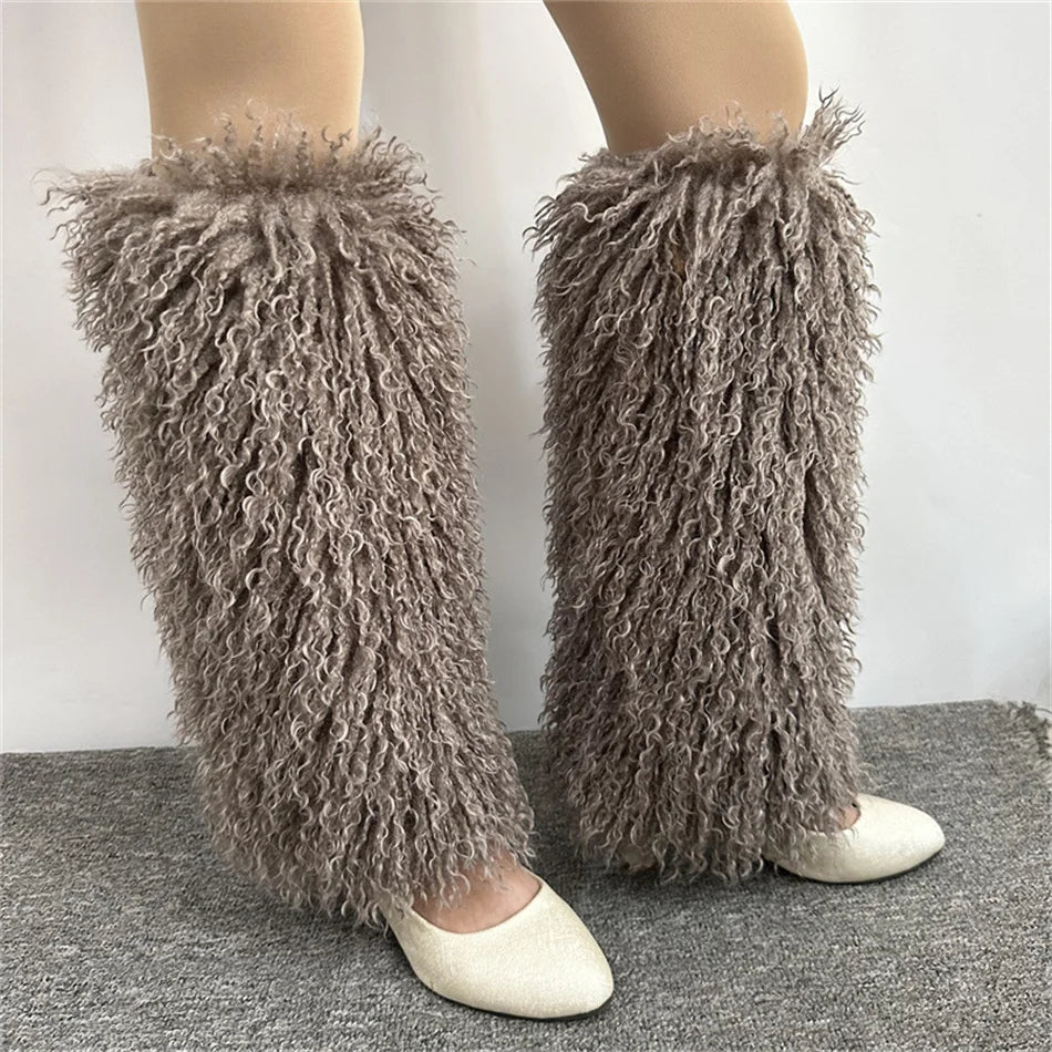 Furry Leg Warmers Y2K Faux Fur Leg Warmers Boot Faux Fur Boots Foot Sleeve Boot Cover For Women Warm Sock Fashion Socks