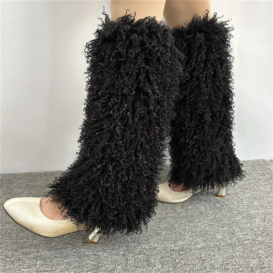 Furry Leg Warmers Y2K Faux Fur Leg Warmers Boot Faux Fur Boots Foot Sleeve Boot Cover For Women Warm Sock Fashion Socks
