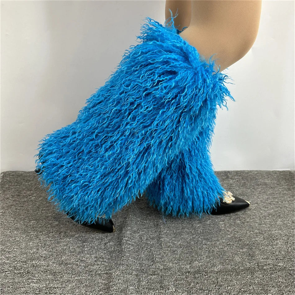 Furry Leg Warmers Y2K Faux Fur Leg Warmers Boot Faux Fur Boots Foot Sleeve Boot Cover For Women Warm Sock Fashion Socks