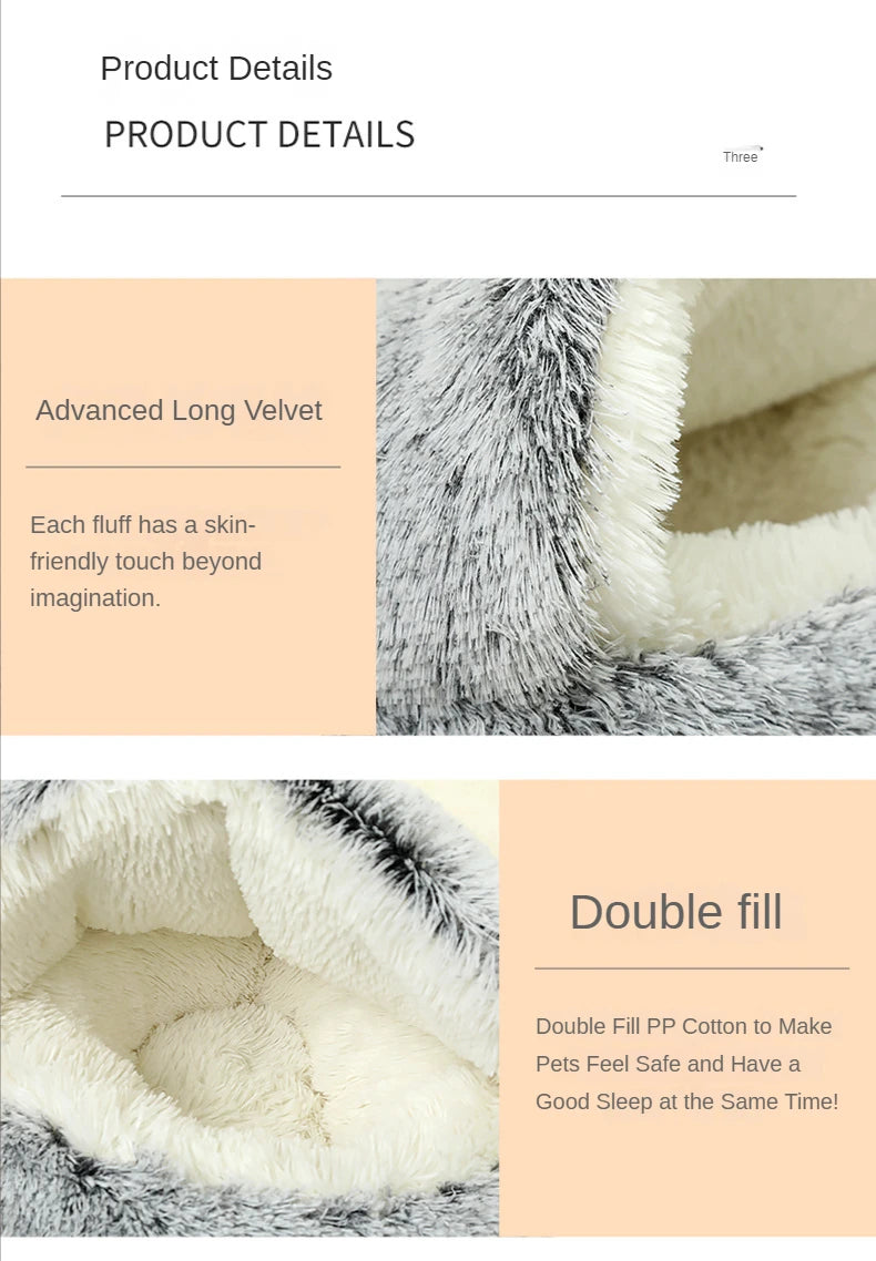 Cat House Winter Plush Pet Cat Bed Round Cat Cushion Thicken Warm Cats Basket Pet Sleep Bag Kitten Nest Kennel for Small Cats