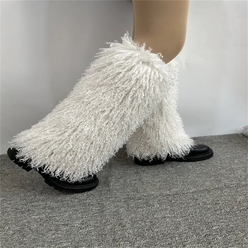 Furry Leg Warmers Y2K Faux Fur Leg Warmers Boot Faux Fur Boots Foot Sleeve Boot Cover For Women Warm Sock Fashion Socks