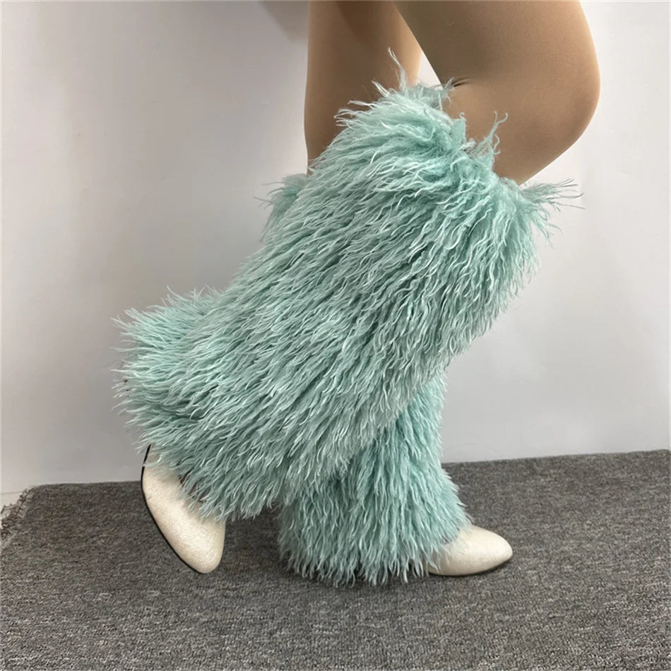 Furry Leg Warmers Y2K Faux Fur Leg Warmers Boot Faux Fur Boots Foot Sleeve Boot Cover For Women Warm Sock Fashion Socks