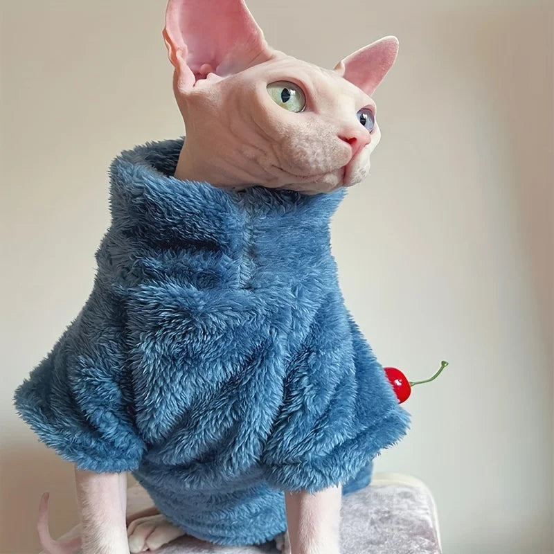 Sphynx Cat Clothes 5colors Winter Soft Cotton Sweater Cozy Fleece Pet Sweater for Cats Small Dogs Skin-friendly for Devon Rex