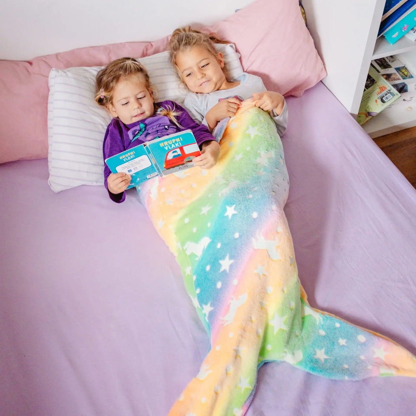 New Night Glow Mermaid Tail Blanket Soft Flannel Fleece Wearable Companion  Cute Kids Blankets  for All Seasons