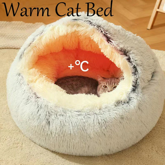 Cat House Winter Plush Pet Cat Bed Round Cat Cushion Thicken Warm Cats Basket Pet Sleep Bag Kitten Nest Kennel for Small Cats
